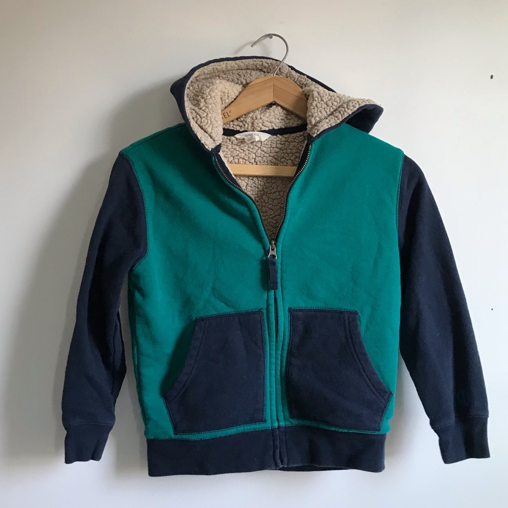 LANDS’END Boys zip hoodie w/ sherpa lining